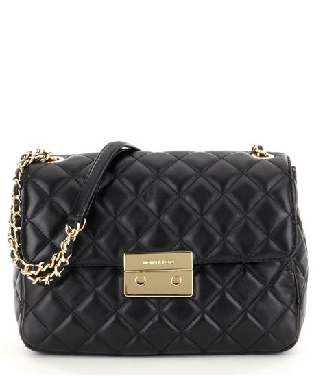 michael kors sloan lg chain shoulder black|Sloan Large Quilted Leather Shoulder Bag .